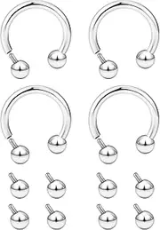 [Ovxznts] 16g Septum Rings Internally Threaded Surgical Steel Septum Jewelry Lip Rings Hoop Horseshoe Earrings Daith Piercing Jewelry for Women Men