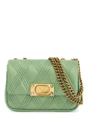 [VALENTINO GARAVANI] VALENTINO GARAVANI small quilted green silk shoulder bag with chain