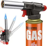 Butane Torch, Professional Kitchen Torch Lighter, Metal Case, Adjustable Flame, 360° Reverse Use Gas Burner for Desserts Creme Brulee Baking BBQ Camping Soldering (Fuel Not Included)
