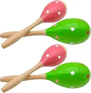 4 pcs Maracas, DaKuan 2 Styles Maracas Hand Percussion Instruments, 23cm Maracas, Used for Concerts, Parties, Performance Shows, Voiceovers, and Gatherings (Pink and Green)