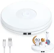 White Electric 10 Inch Rotating Turntable Display Stand with Led 44 lb
