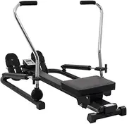 vidaXL Black Rowing Machine - Compact Home Fitness Equipment with 5-Level Hydraulic Resistance, LCD Display and Comfortable Seat