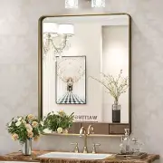 24X32 Inch Bronze Bathroom Wall Mirror Farmhouse Mirror with Non-Rusting Aluminu