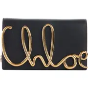 Chloé Script Logo Hardware Leather Shoulder Bag in Black at Nordstrom One Size