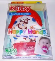 Nuby Red Monkey Theme Teething Mitten and Travel Bag 3 Months Free BPA New