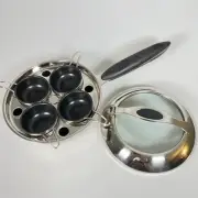 Professional Poached Egg Poaching Pan Set 4 Cups 18/10 SS Copper Bottom NIB H2