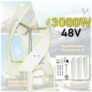 3KW Vertical Axis Wind Turbine Generator 48V Magnetic Turbine W/ MPPT Controller