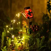 Solar Watering Can Light Outdoor Water-Resistant Garden Art Waterfall Lamp Decoration