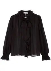 Frame Leopard-print Ruffled Silk-chiffon Blouse - Dark Brown - XS XS