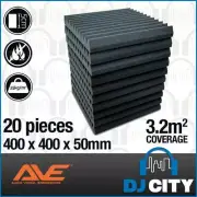 Acoustic Studio Foam Wave Sound Absorbing Soundproofing Panel 20pcs - Black