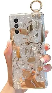[PHOQOYO] for Galaxy A13 Case Wrist Band Kickstand Cover Ultra Slim IMD Animal Pattern Shockproof Protective Phone Case Protection Holder Cover for Samsung Galaxy A13 5G (Cartoon Characters)