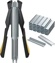 Proster Hog Ring Plier with 2500PCS Galvanised Fence Hog Rings 115mm Large Opening Design Automatic C7 Hog Ring Gun Hog Ring Pliers with Clips for Mattresses Car Cushions Sofas Fences Pet Cages