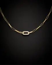 14K Italian Gold Pearl Paperclip Chain Necklace