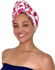 GRACE & COMPANY Luxe Micro-Cotton Hair Towel Wrap for Women - Super Absorbent Quick Drying Towel for Curly, Long and Natural Hair - Cara Cara