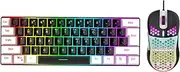 60% Wireless Gaming Keyboard and Mouse Combo, LED RGB Backlit Compact Keyboard and Mouse, 61 Keys Ergonomic Keyboard for Gaming, Business Office (Black Center White Frame)
