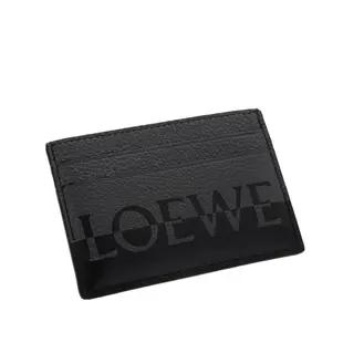 LOEWE 新款光滑小牛皮飾有雙色LOEWE 徽標卡夾 (無菸煤色/黑色)