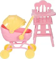 Child-Friendly Miniature Baby Carriage Toy Stroller for Baby Dolls Lightweight Push Toy Doll High Chair Set for