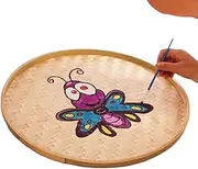 Bamboo Basket for Food - Hand Weaved Shallow Round Bamboo Sieve | Decorative Serving Tray Wall Hanging Baskets for Fruit, Vegetable