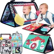 Tummy Time Mirror, Black and White Baby Toys 0-3 0-6 Months, Baby Teething Toys High Contrast Crinkle Cloth Baby Book, Activity Developmental Baby Gift Toys for Infants Newborn Boys Girls 0-12 Months