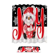Christmas Joy Snowman Hot Cocoa Mug Shower Curtain