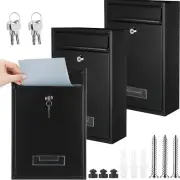 3 Pcs Locking Mailboxes Wall Mounted, 12.6 X 8.5 X 3.3 in Vertical Key Lock Drop