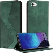 Compatible with iPhone 6S Plus/6 Plus Case (5.5 Inch), PU Leather Flip Mobile Phone Case Folding Wallet Magnetic Case Mobile Phone Flip Case Protective Case Holster (Green)