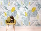 3D Abstract Leaf Patten Self-adhesive Removeable Wallpaper Wall Mural