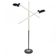 Sarantino Adjustable Arm Floor Lamp w/ 2 Lights - Black & Gold Finish