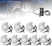 LENJIEMT 10PCS 3/4 in White Round LED Side Marker Lights, Mini Bullet Clearance Lights for Trailer Truck Car Bus Van Pickup RV Caravan