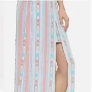 BCBGMAXAZRIA Jane Maxi Front Slit Skirt Pink Clay Combo Sz S