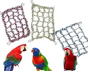 VerdeRoot Bird Rope Net 3PC Set – Climbing Net for Parrots, Small & Medium Birds – Hanging Cotton Rope Play Gym for Cage & Aviary