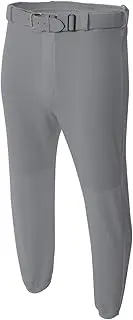 [A4 Sportswear] Youth Pull-Up Wicking Baseball/Softball Pants - Pockets/Belt Loops (White, Black, Grey/5 Sizes)
