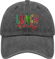 [Generic] Lunch Lady Hats Running Cap hat Mens Vintage Cotton Washed Baseball Caps Adjustable Dad Hat Crazy