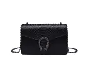 Women'S Crossbody Bag And Shoulder Bag Snake Chain Wallet Leather Shoulder Bag,Black
