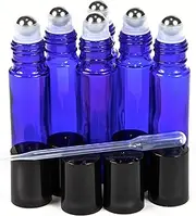 Vivaplex, 6, Cobalt Blue, 10 ml Glass Essential Oil Roller Bottles with Stainless Steel Roller Balls - .5 ml Dropper Included