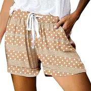 [Generic] Boxer Shorts for Women Casual High Waisted Running Athletic Loose Solid Drawstring Pants with Pockets