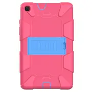 For Galaxy Tab A8.0 2019 / T290 Shockproof Two-Color Silicone Protection Case with Holder(Rose Red+Blue)