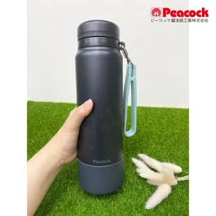 【Peacock 日本孔雀】運動隨身316不鏽鋼保冷保溫杯1000ML-曜石黑(附運動提帶+防撞底座)(保溫瓶)