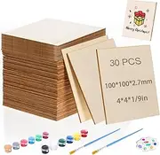 30 Pcs Balsa Wood Sheets Wood Pieces Plywood 1/10X4X4 Inch / 100mmx100mmx2.7mm with Color Craft Wood Panel Wood Cutouts for Crafts, Woodwork, Model, Art and Craft Home Decoration, DIY Supplies-Square