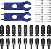 MAEZOE 10 Pairs Solar Connectors with 2 Spanners, Solar Panel Cable Connectors Male/Female Waterproof IP67, MC4 1000V 30A Connecters