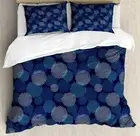 Duvet Cover Set, Modern Digital Featured Polka Dots Extravagant Dotted Circles,