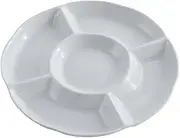TooToo Round Plastic Serving Platter w/Sections Party Catering Food Snack Plate Tray (1)