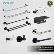 Decaura Towel Rail Bar Toilet Paper Rack Robe Hook Shelf for Bathroom Holder Set