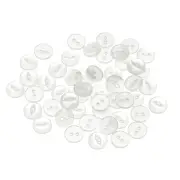 50pcs White Round Sewing Buttons 10mm Resin 2-Hole Fish Eye Craft Button