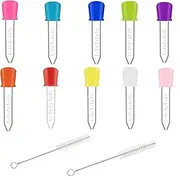 WizeFolk Silicone Liquid Dropper,10 Pack Reusable Plastic Pipettes,5ml Candy Dropper, With 2 Cleaning Brush,for Home,School Laboratories,Science,Gummy Making,Oil,Water