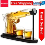 Unique Pistol Gun Whiskey Decanter & Glass Set for Men - Father's Day Gift