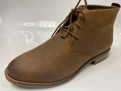 Clarks Collection Leather Lace Up Boots Carzin Women Dark Tan Leather US 10 W