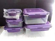 Lock N Lock Set Of 5 Nesting Containers, Ultra Violet, Purple, Brand New