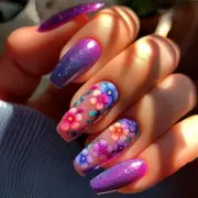 Press on Nails Medium Ballet Shaped Purple Flowers Pattern Design False Nails
