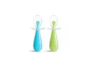 Munchkin Gentle Scoop Silicone Training Multitasking Toddler Spoons Blue/Green 2PK